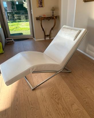 Chaise Longue FEG Italy in pelle bianca