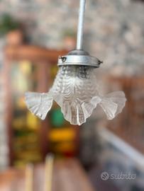 Lampada a fiore in vetro Vintage