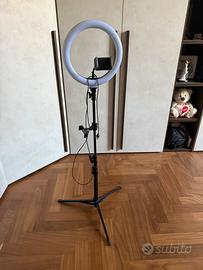 Ring light 26cm con treppiede, porta telefono e lu