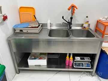 Lavello inox 2 vasche con gocciolatoio