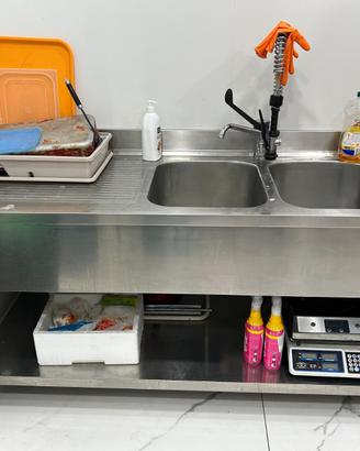 Lavello inox 2 vasche con gocciolatoio