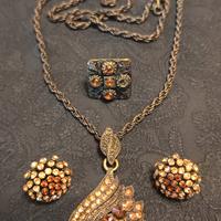 Parure collana, orecchini e anello