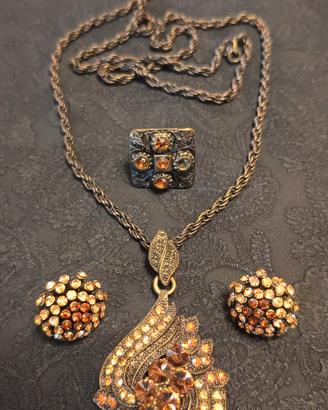 Parure collana, orecchini e anello