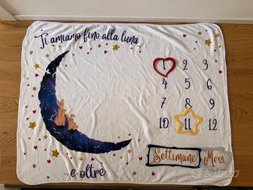 Coperta/tappeto neonato unisex a tema luna-stelle
