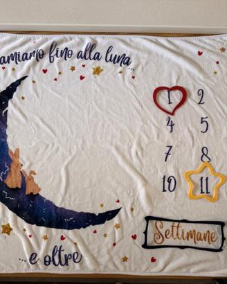 Coperta/tappeto neonato unisex a tema luna-stelle