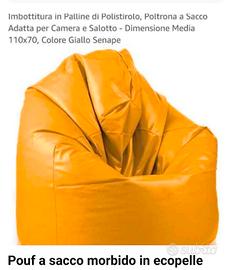Pouf Poltrona a Sacco in Ecopelle Giallo Senape