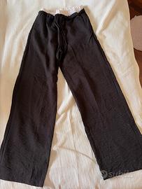 Pantalone lungo nero di lino