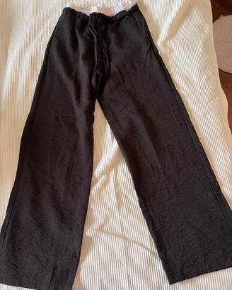 Pantalone lungo nero di lino