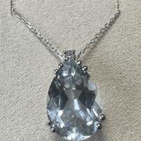 COLLANA ORO 18kt. DIAMANTE ED ACQUAMARINA GOCCIA