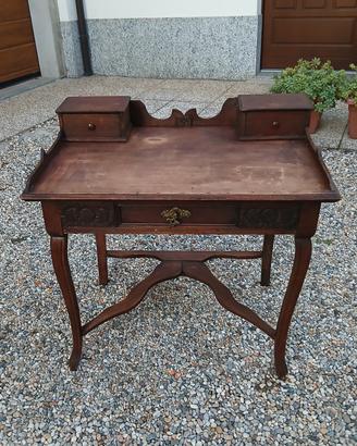 antico scritoio e sedia in legno di ciliegio 