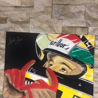 Quadro dipinto '' Ayrton Senna '' firmato 40x30