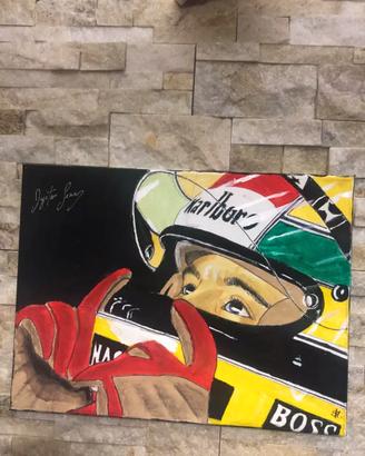 Quadro dipinto '' Ayrton Senna '' firmato 40x30