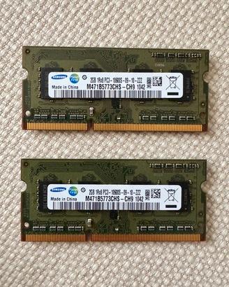 2 banchi RAM Samsung 2GB 1Rx8 PC3 10600S (4GB tot)