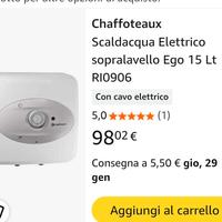 SCALDABAGNO ELETTRICO CHAFFOTEAUX SOPRALAVELLO 15 
