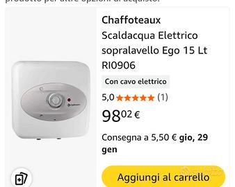 SCALDABAGNO ELETTRICO CHAFFOTEAUX SOPRALAVELLO 15 