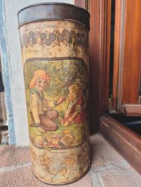 Cilindro pubblicitario d’epoca in latta – DeCoster