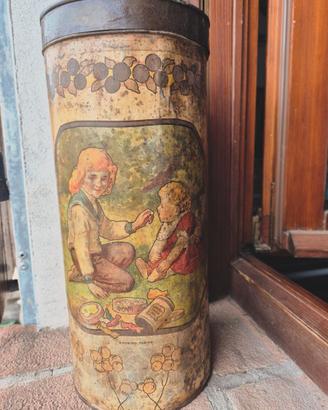 Cilindro pubblicitario d’epoca in latta – DeCoster