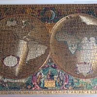 Quadro puzzle di planisfero antico dorato