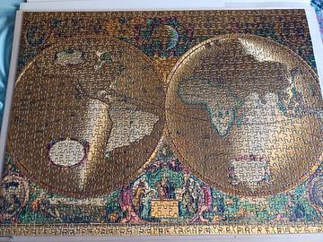 Quadro puzzle di planisfero antico dorato
