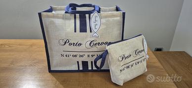 borsa mare spesa viaggio - set juta + pochette