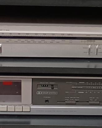 Registratore cassette Akai + tuner radio Tensai