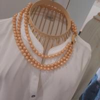 collana bigiotteria di perle a 3 fili