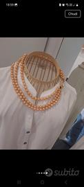 collana bigiotteria di perle a 3 fili