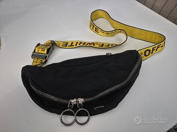 Marsupio nero Off-white con tracolla gialla  
