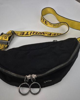 Marsupio nero Off-white con tracolla gialla  