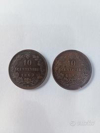 Lotto 10 Centesimi 1863/1867 Vittorio Emanuele II