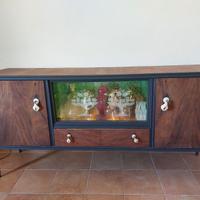 credenza sideboard vintage legno e verde smeraldo