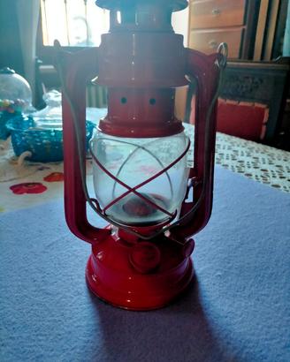 ANTICA LAMPADA A PETROLIO, CHEROSENE ROSSA VINTAGE