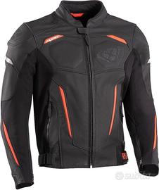 Giacca Pelle Ixon Ceros nero antracite rosso