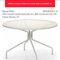 Tavolo emi cambi tondo 120 cm bianco