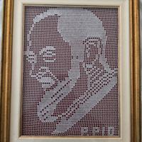 Quadro com immagine Padre Pio all’uncinetto