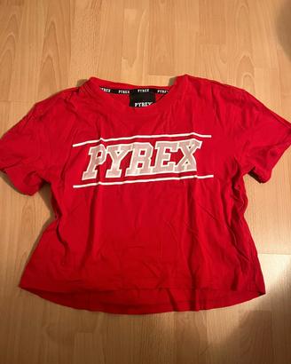 T-shirt rossa Pyrex con logo glitter/metallizzato