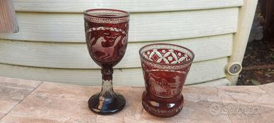 calice e bicchiere cristallo di Boemia 