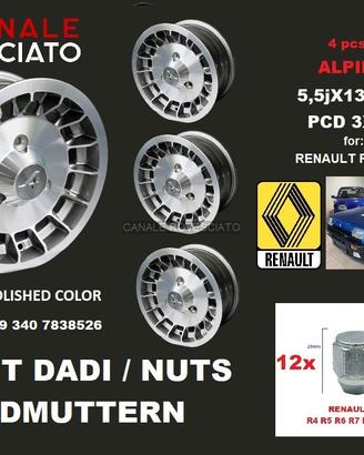 Cerchi ALPINE 13 pollici R4 R5 R6 r7 renault +dadi