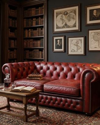 DIVANO CHESTERFIELD CLASSIC CLUB DUE POSTI PELLE