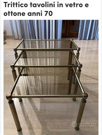 Trittico in vetro e ottone anni ‘70