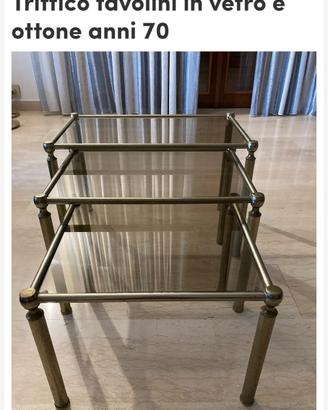 Trittico in vetro e ottone anni ‘70