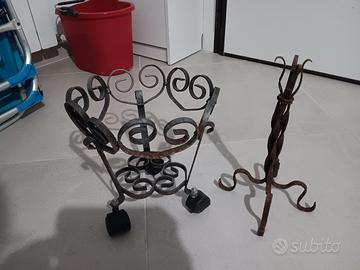 portavaso e candeliere in ferro 