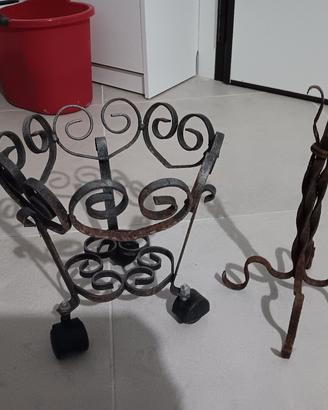 portavaso e candeliere in ferro 