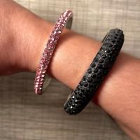 Set 2 Bracciali rigidi da donna con strass