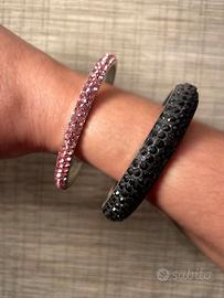 Set 2 Bracciali rigidi da donna con strass