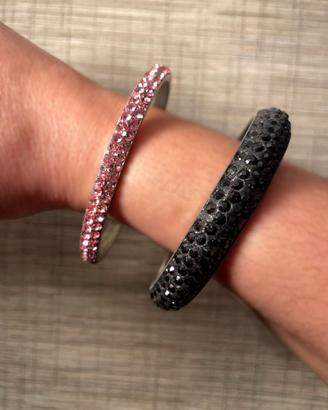 Set 2 Bracciali rigidi da donna con strass