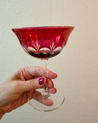 6 calici in vetro di Murano incisi a mano Rosso