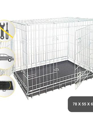 Box per cani in rete ripiegabile 78x55x62cm.