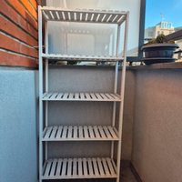 Scaffale in bambù 5 ripiani regolabili bianco