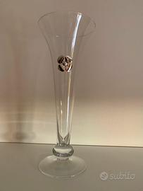 Vaso cristallo soffiato decorazione argentata 50cm